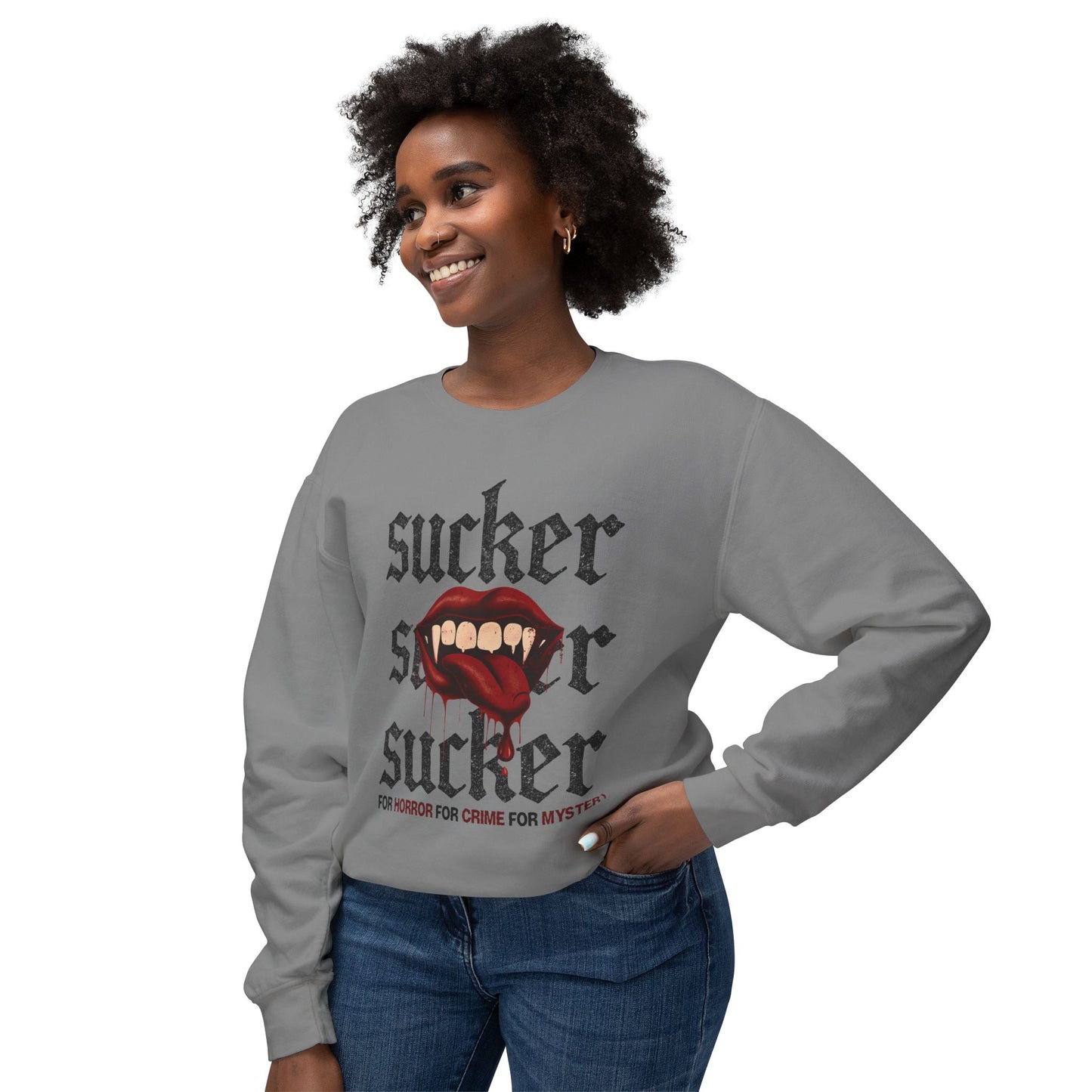 Sucker Crew Neck | Gothic Vampire Crew Neck | Dark Romance Horror Crew Neck | Alternative Aesthetic Gift for Readers, Mystery & Crime Lovers