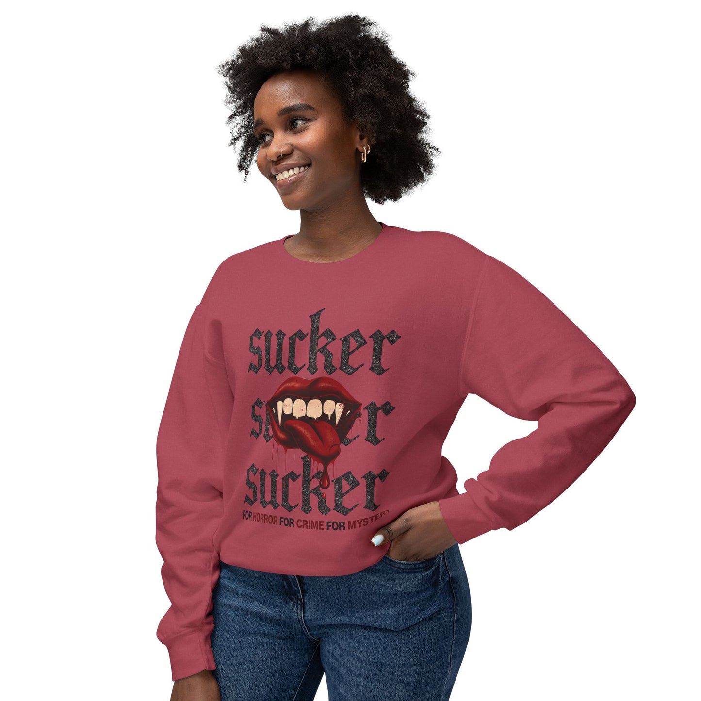 Sucker Crew Neck | Gothic Vampire Crew Neck | Dark Romance Horror Crew Neck | Alternative Aesthetic Gift for Readers, Mystery & Crime Lovers