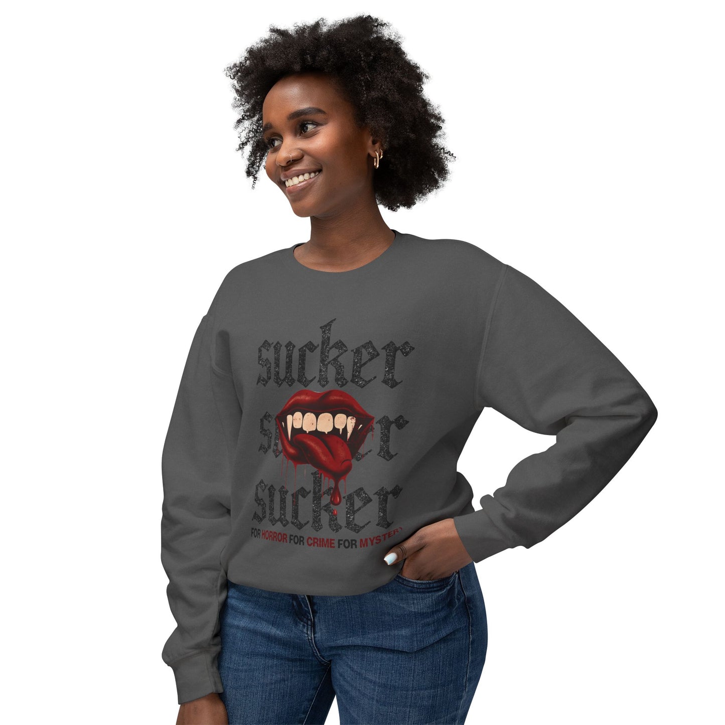 Sucker Crew Neck | Gothic Vampire Crew Neck | Dark Romance Horror Crew Neck | Alternative Aesthetic Gift for Readers, Mystery & Crime Lovers
