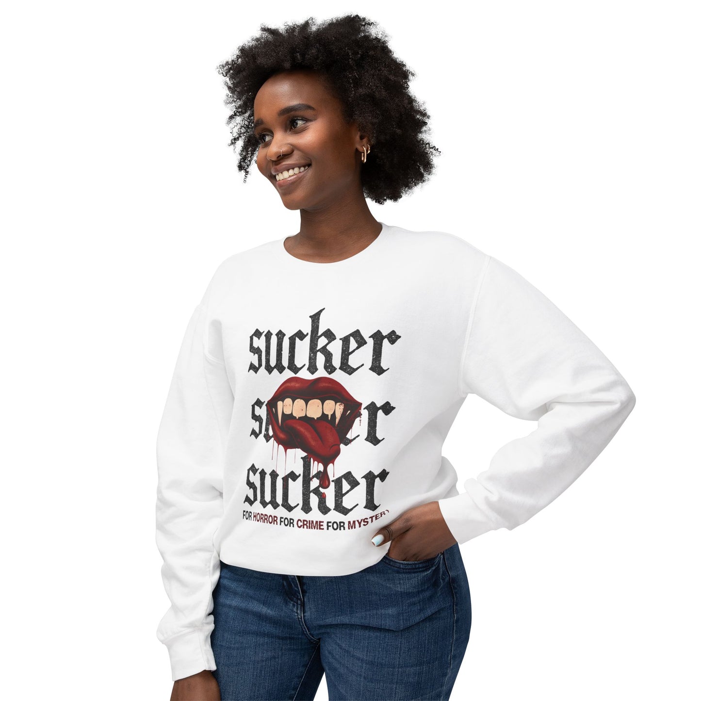 Sucker Crew Neck | Gothic Vampire Crew Neck | Dark Romance Horror Crew Neck | Alternative Aesthetic Gift for Readers, Mystery & Crime Lovers