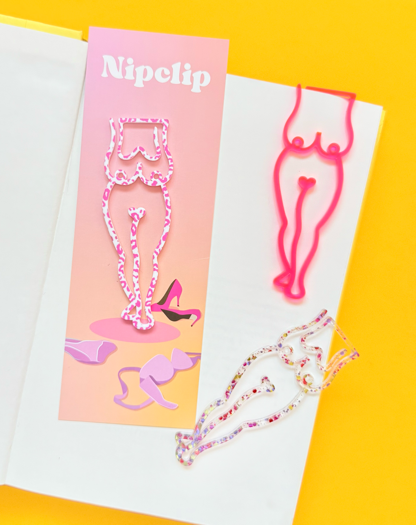 Nipclip Bookmark: Clear Glitter